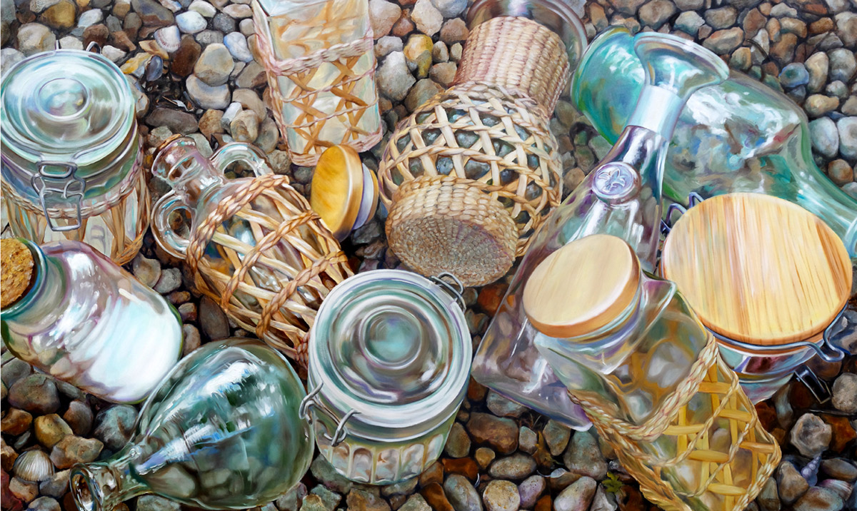 Honored Vessels — coastal still life of vessels gathered on the shore