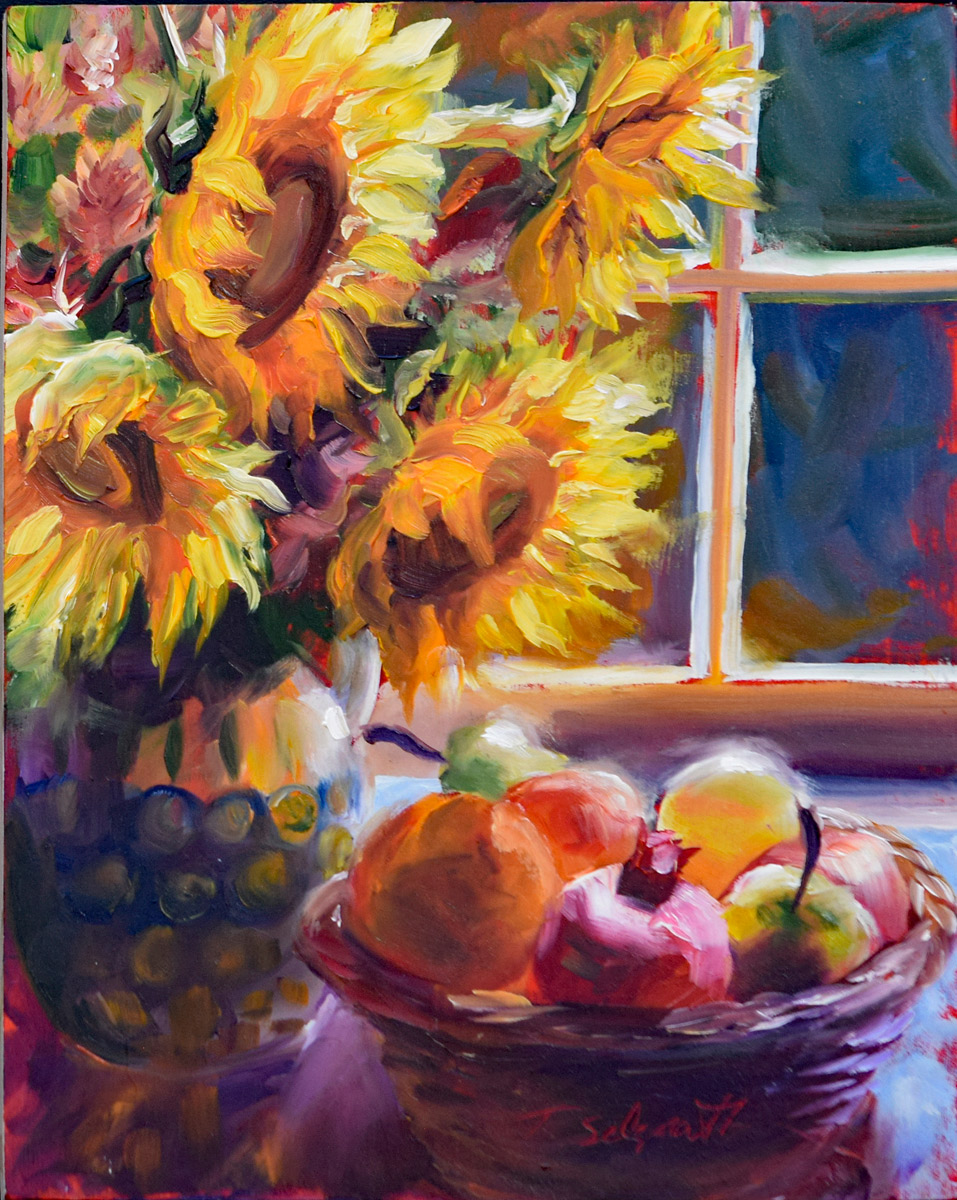 Sunflowers and Fruit