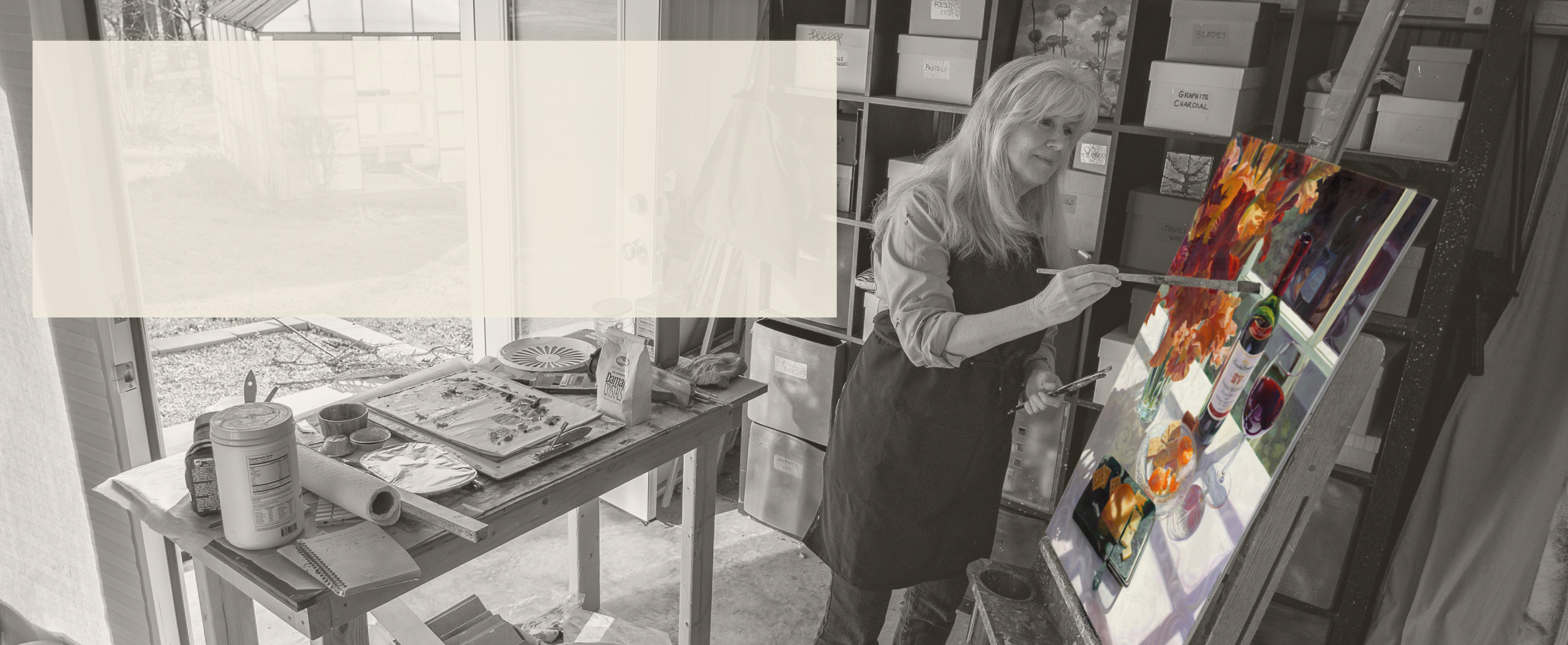 Trisha Selgrath painting in her studio